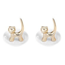 2X Bandeja de Bijuterias de Gato Porta-Joias Porta-Anel de Gato Porta-Joias Porta-Joias de Moda Pulseiras Brincos Bandeja de Armazenamento A