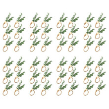 48 Delar Eucalyptus Servettringar Handgjorda Träpärlor Heminredning Faux Greenery Servetthållare för Bröllop, Fest, Etc