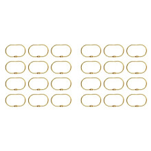 24 Pcs Open Shower Curtain Hook Rings Oval Hanging for Rod Hooks Metal Bathroom Gold