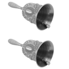 2X Hand Glocke, Metall Ton Ring Alarm Hand Griff Service Anruf Glocke Tisch Glocke Tee Abendglocke Spielglocke, Weihnachten Glocke Silber