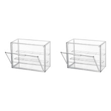 2X Clear Acrylic Display Case 3 Tier Display Shelf, Stackable Protection Showcase with Magnetic Door for Action Figures