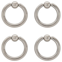 2 Pair Stainless Steel Captive Bead Ear Rings Hoop BCR Studs Piercing Jewelry Steel Color, 4G(5mm)X16mm