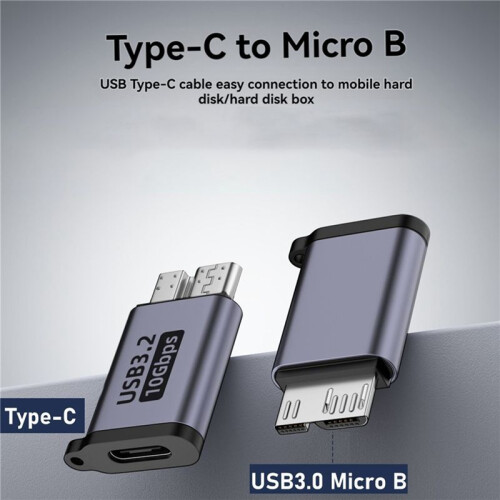 2X Micro-B Male to Type C Female Adapter Type-C USB3.0 Micro-B Connector for External Hard Drive Disk HDD Cable Adapter 1