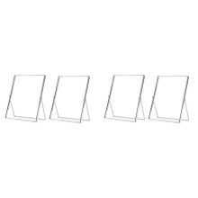 Silver Floating Picture Frame Set of 4, Gift Metal Glass Photo Frames, for Tabletop Display Vertically