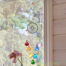 2X Cristaux Créateur D'Arc-en-Ciel Attrape-Soleil Fenêtre Ornement à Suspendre Décoration de Jardin Attrape-Soleil Pendentif Chakra Perles