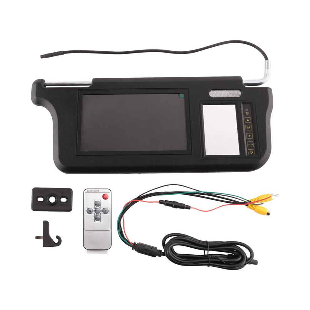 7Inch Car Right Sun Visor Rear View Mirror Screen Lcd Monitor 2 Channel Video Black 6032267988115