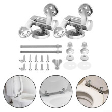 Toilet Hinge Replacement Parts Set with Soft Close Mechanism 2 Pack Zinc Alloy Silver Toilet Lid Fixing Kit