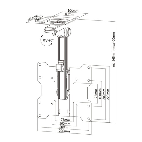 TV Ceiling Mount 1337 Inch Aluminum Fold Down Bracket for Under Cabinet Kitchen Space Saving 1