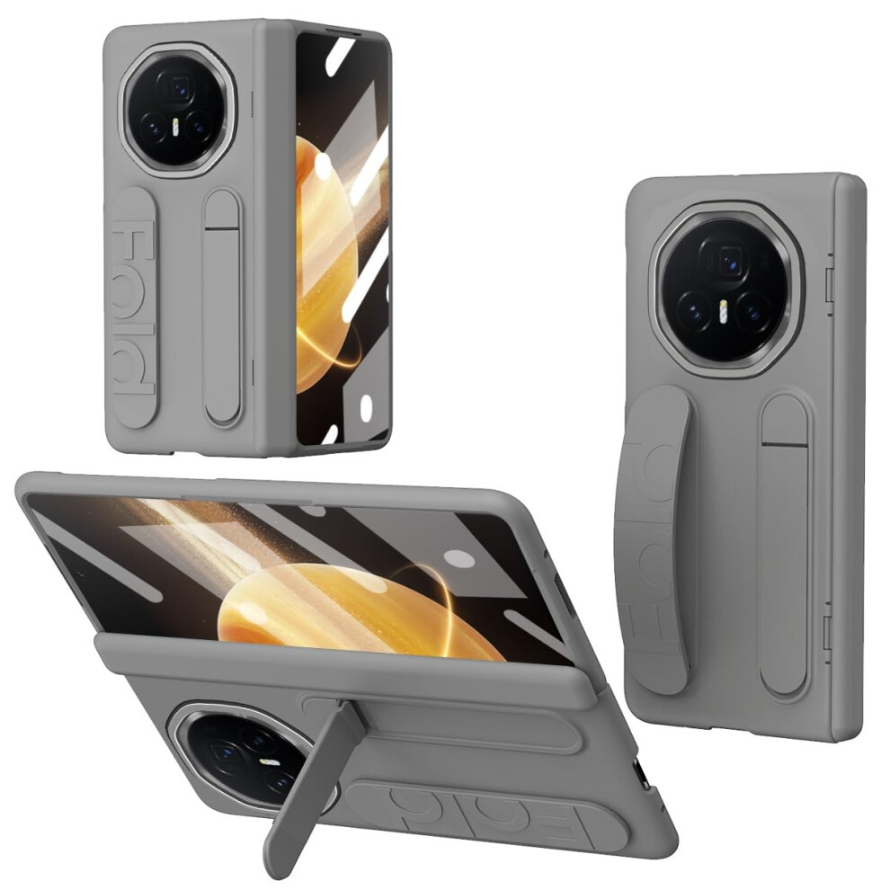 Case For Huawei Honor Magic V3 With Builtin Screen Protector, Hinge Guard, Kickstand, Wrist Strap, 360 Full Protection Grey 9330225996224