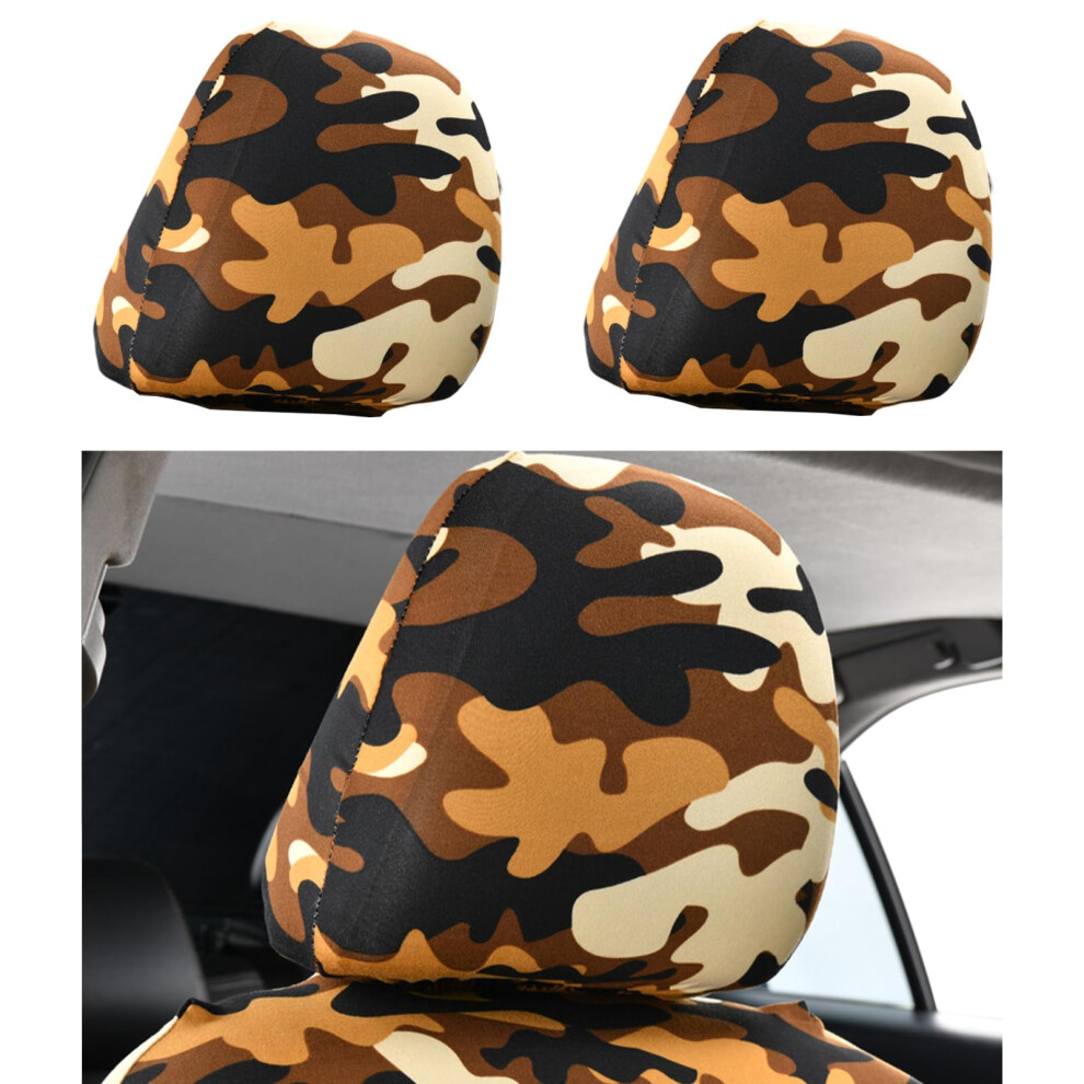 2Pcs Camouflage Car Headrest Covers Universal Fit Breathable Polyester Scratch Protection Reusable 9073542709763