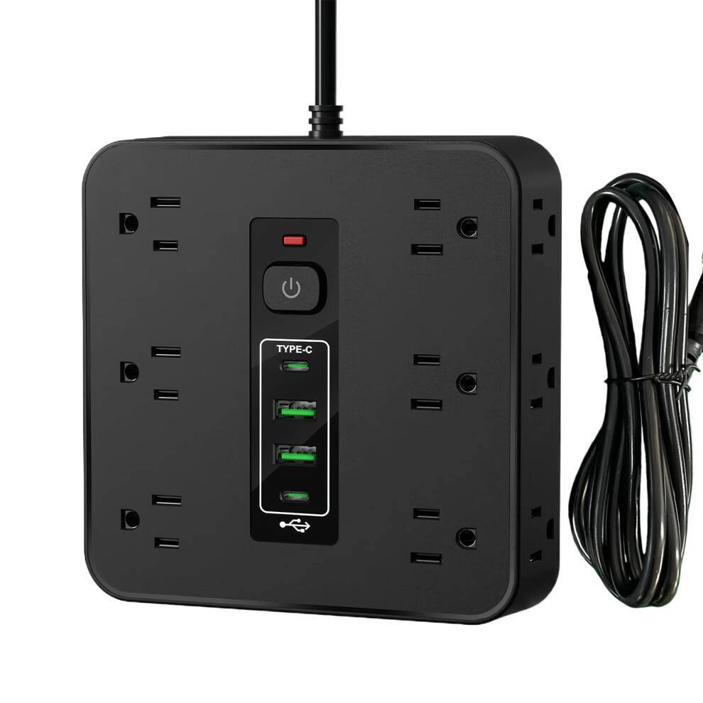 Power Strip With Usb Ports Surge Protector, Wall Outlet Extender For Travel Home Dorm Hotel 9092120725599