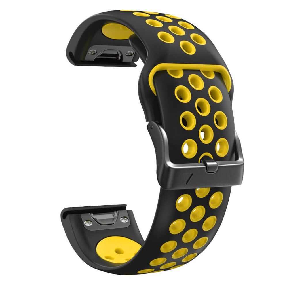 22Mm Silicone Watch Band Strap With Quick Release Pins Waterproof Black Yellow For Garmin Fenix7 Black,Yellow 9092120725766