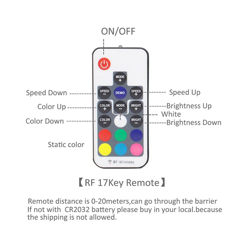 2X RF17 Keys Remote 12V Wireless RGB Controller for PC Computer Case ...