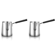 2X Calentador de Mantequilla Y Café de Acero Inoxidable, Cafetera Turca,  Olla para Derretir Mantequilla Y Olla para Leche con  - (600 Ml)
