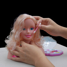 Kindermake-up-Set zum Spielen, 17 Teile, Friseursalon Frisierkopf Puppengeschenk