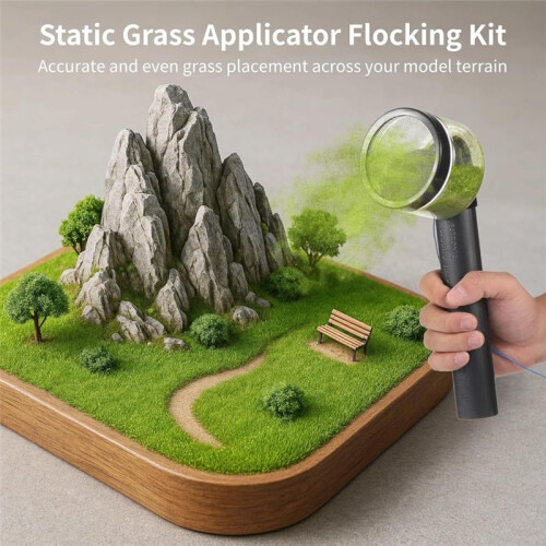 Static Grass Applicator Flocking Kit-Sand Table Model Materials Set,Applicator with Anti-Slip Handle for Landscape 1