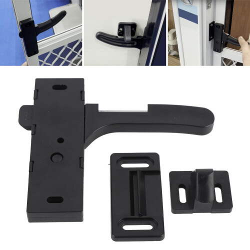 RV Screen Door Latch Right Hand Handle Replacement Kit Black Nylon Easy Installation Secure Fit 2