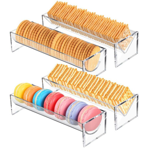 8 Pieces Clear Cracker Tray for Serving Rectangular Cracker Holder Acrylic Serving Tray Food Display Stands for Party 1