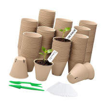 100 Lose Naturfaser-Keimtöpfe mit 30-8x8 runde Tasse mit w