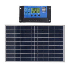 Panneau Solaire 10 W 12 V Polycristallin IP65, Étanche, Portable, Contrôleur de Charge Solaire 30 A, pour Extérieur.