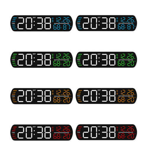 Digital Wall Clock Digital Clock with Colors-Black shell green 1
