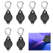 6 Stück Schlüsselanhänger UV-Licht Schwarzlicht Geldprüfer LED Schlüsselanhänger Taschenlampe Tragbare Taschenlampe Geldscheinprüfer