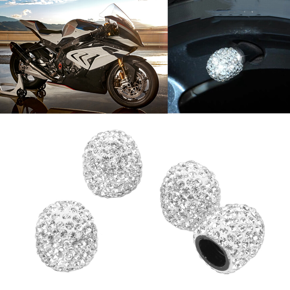 Bling 4 Pcs Valve Stem Caps 15Mm Air Tire Cover For Car Motorcycle Silver 3111376721561