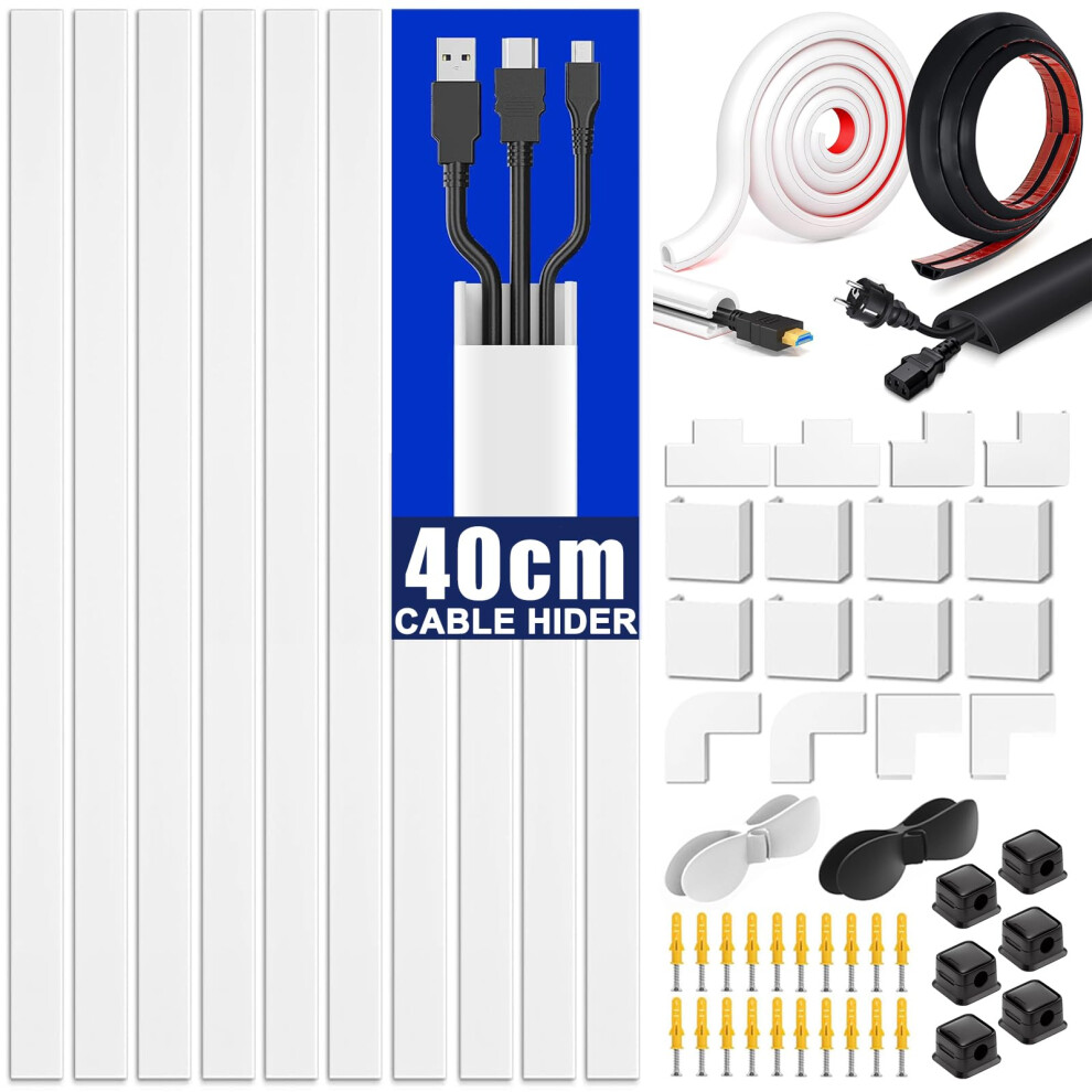 Cable Management Kit With Selfadhesive Pvc Cable Concealer For Wall Mounted Tv, 4M White Set 9092120727135