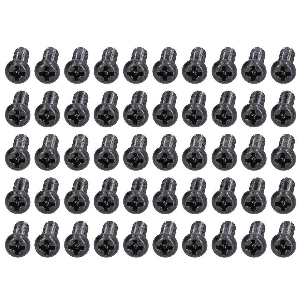 50Pcs Steel Pan Head Machine Screws M3/M4 Fully Threaded Black Zinc 12Mm 8401390603857