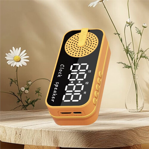 Mirror Digital Alarm Clock Timer Rechargable Wireless Clock Alarms Speaker Subwoofer Desktop LED Clock A 1