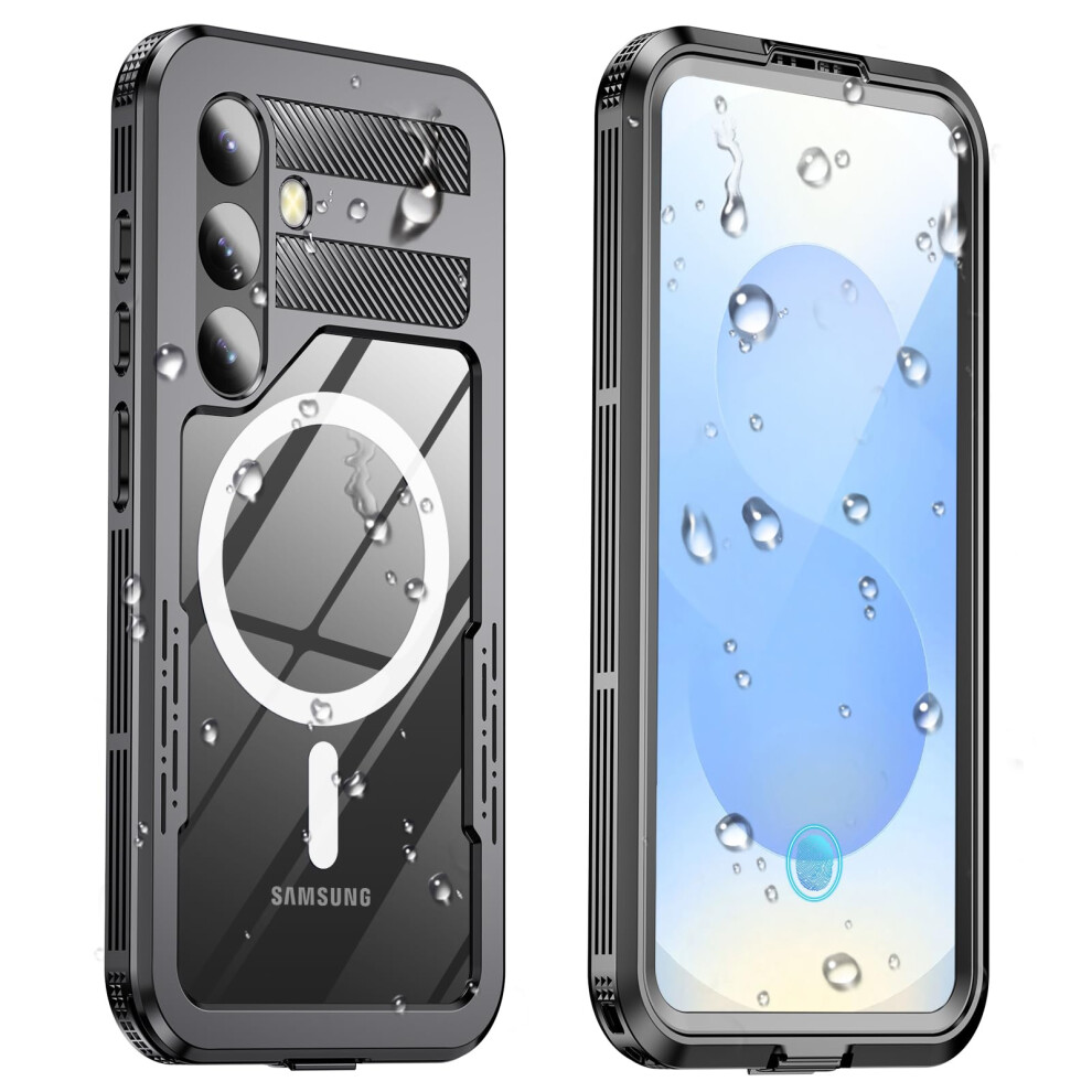 Waterproof Case For Samsung Galaxy S25 6.2 Inch Ip68 Shockproof Magsafe Compatible Rugged Full Body Cover Black 9330225997146