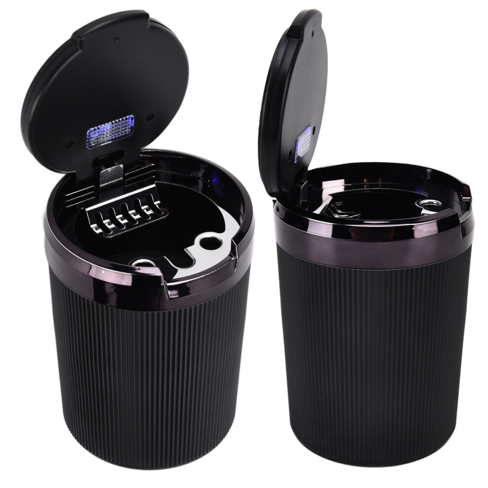 Led Car Ashtray 3W Portable With Lid, 77Mm Diameter, Black 3451390604045