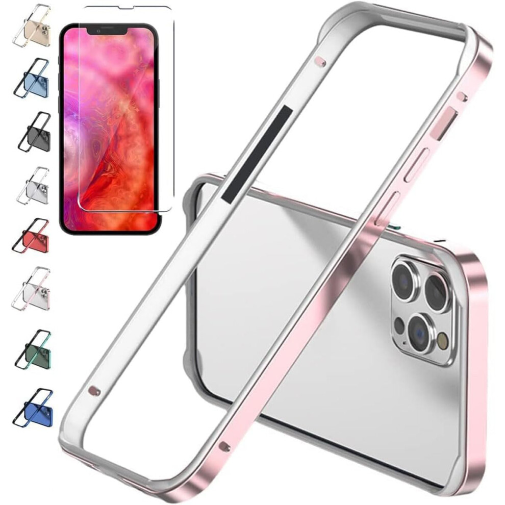 Slim Aluminum Metal Bumper Case For Iphone 16 Plus And Pro Max, Shockproof Tpu Frame, Raised Edge, Pink 9330225997290