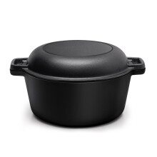 2-in-1 Cast Iron Dutch Oven 5L, Dual-Purpose Pot with Frying Pan Lid