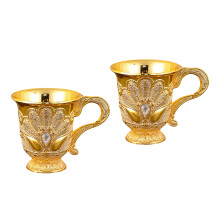 Retro-Kelch, Metall-Weinbecher, geprägte Trinkbecher im-Gold