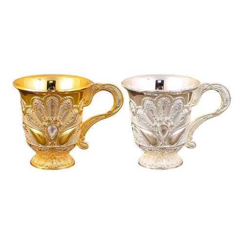 2Pcs Small Goblet Chalices European Style Embossed-silver 1