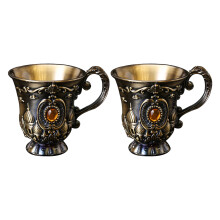Medieval Metal Embossed Shot Glasses Engraving Gemstones Wine-2