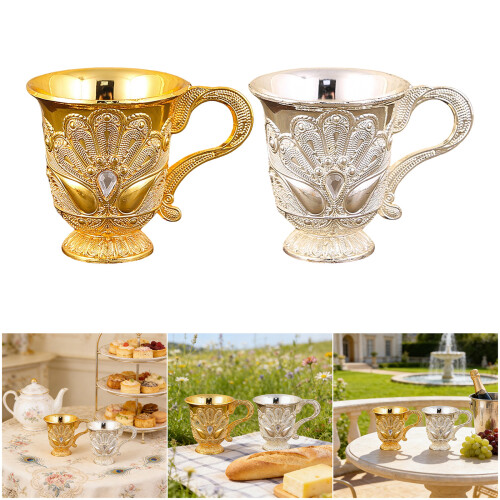 2Pcs Small Goblet Chalices European Style Embossed-silver 2