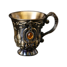 Medieval Metal Embossed Shot Glasses Engraving Gemstones Wine-1