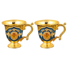 2Pcs Elegant Old Worlds Zincs Alloys Chalices Cups-golden blue