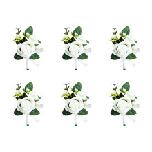 6 Stück künstliche Blumen im Knopfloch für Hochzeiten,-1
