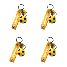 4Pcs Tiny Soccer Keychain ABS Alloy Key Holder-Yellow black