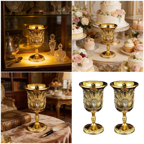 Metal Wine Cups European Style Embossed Drinking Cups-silver 2