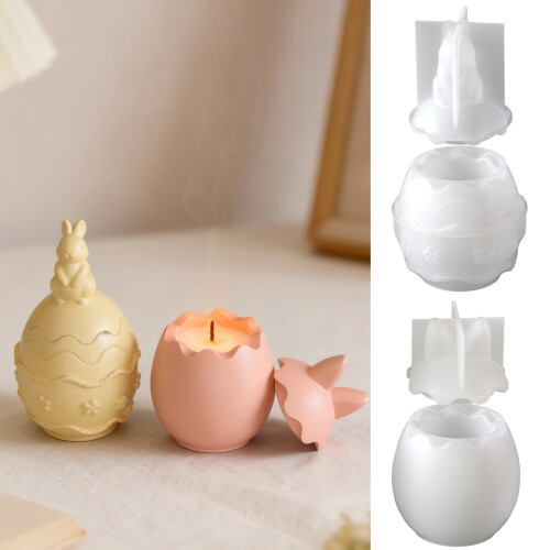 Rabbit Eggs Shape Silicone Molds Resin Jar Mould With Lid For-B 2