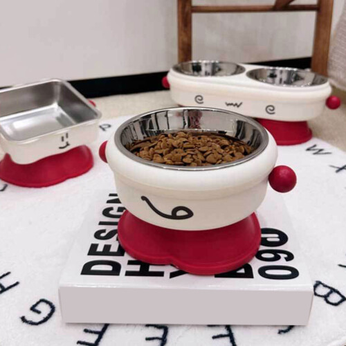 High Raised Dog Bowl Set With Rubber Bottom Ergonomic Raised-A 2