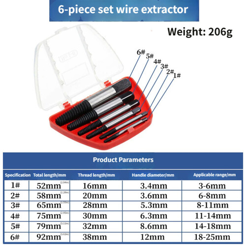 Kit d'extracteurs de vis cassés de qualité professionnelle, pour 2