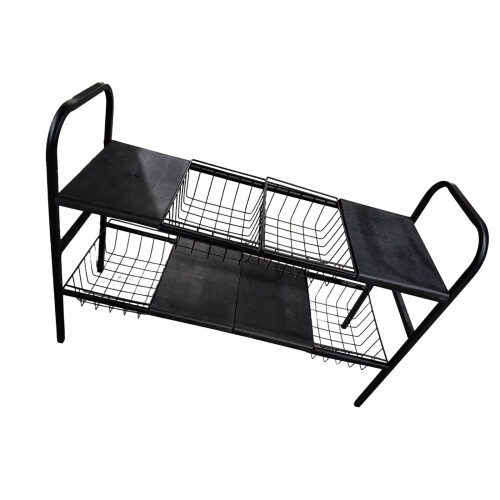 Durable Expandable Kitchen Storage 2 Level 4 Boards 4-Black