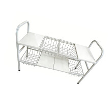 Durable Carbon Steel Flexible Kitchen Shelf With Two-White