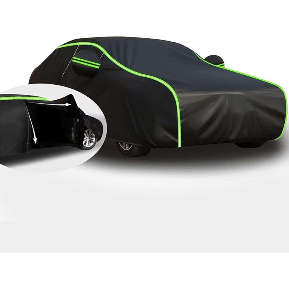Waterproof Car Cover For Byd Han Sedan, Allseason Snowproof Cotton, Windproof Straps, Zipper Access Black/Green 9771547569282
