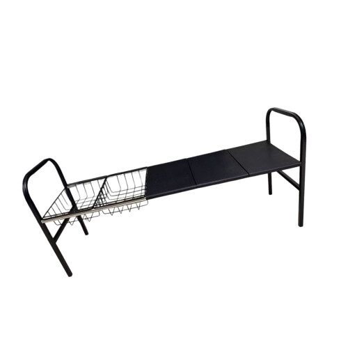 Kitchen Storage Shelf With 3 Boards And 2 Baskets Carbon-Black